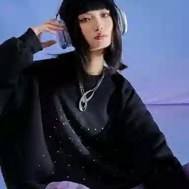 三体  幽灵倒计时系列美式复古经典雷射片撞色渐变休闲简约字母印花重磅基础宽松套头圆领长袖卫衣 男女同款