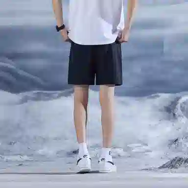 三体 水滴系列 美式复古简约基础纯色宽松百搭多巴胺高街潮牌时尚舒适透气薄款篮球跑步健身学生多巴胺休闲短裤 男女同款