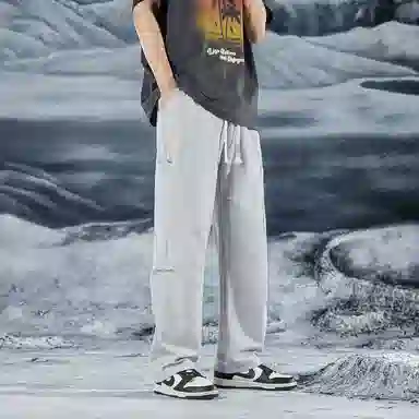 三体 水滴系列 基础简约字母印花纯色百搭宽松美式复古高街潮牌时尚舒适薄款日系户外工装机能风学生多巴胺休闲裤 男女同款