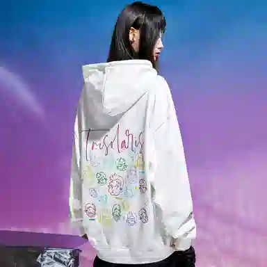 三体 史强卡通形象系列 美式复古休闲连帽套头宽松满印抽绳长袖重磅卫衣 男女同款