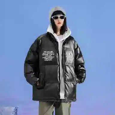 三体 水滴系列 保暖加厚防风防水防寒宽松基础款字母印花美式复古休闲户外机能风长袖面包服高街潮牌柔软舒适棉服 男女同款