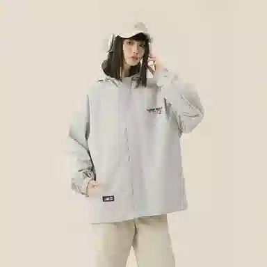 三体 游戏系列 简约基础款字母印花休闲美式复古高街潮牌户外工装机能风多巴胺宽松防风防寒百搭日系连帽长袖夹克外套 男女同款