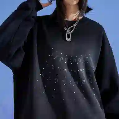 三体  幽灵倒计时系列美式复古经典雷射片撞色渐变休闲简约字母印花重磅基础宽松套头圆领长袖卫衣 男女同款