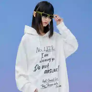 三体 连帽宽松字母印花长袖卫衣 男女同款