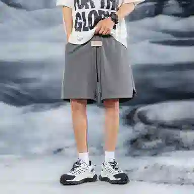 三体 问题系列  简约纯色基础百搭宽松直筒松紧系绳美式复古高街潮牌时尚舒适学生多巴胺个性薄款跑步健身休闲短裤 男女同款