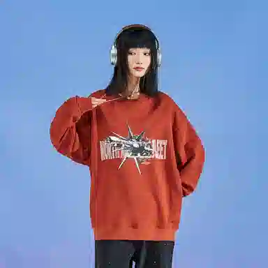 三体 北美舰队系列 基础简约宽松圆领套头长袖卫衣 男女同款