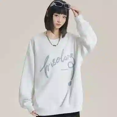 三体 文明系列 美式复古基础趣味字母发泡宽松休闲圆领套头百搭重磅高街潮牌时尚简约纯色学生保暖学院风情侣长袖卫衣 男女同款