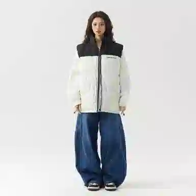 三体 文明系列 撞色拼接美式复古简约基础款字母印花百搭立领开衫户外工装机能风休闲宽松保暖加厚舒适防风无袖马甲 男女同款