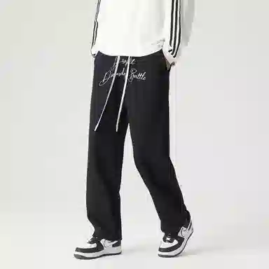 三体 末日之战系列 简约基础款纯色字母印花宽松学生多巴胺高街潮牌美式复古百搭舒适垂感自然中腰直筒日常通勤休闲裤 男女同款