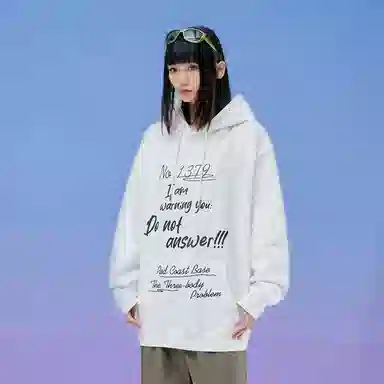 三体 连帽宽松字母印花长袖卫衣 男女同款