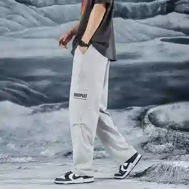 三体 水滴系列 基础简约字母印花纯色百搭宽松美式复古高街潮牌时尚舒适薄款日系户外工装机能风学生多巴胺休闲裤 男女同款