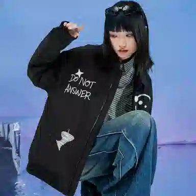 三体 红岸基地系列 监听员趣味复古大绣花字母基础款纯色棒球翻领拉链宽松休闲保暖防水棉服 男女同款