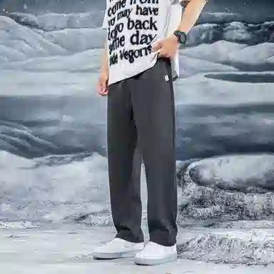 三体 问题系列 基础款纯色垂感自然直筒宽松阔腿百搭美式复古高街潮牌时尚舒适西装裤空调裤免烫商务多巴胺休闲裤 男女同款