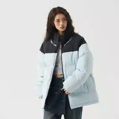 三体 人类的落日系列 简约基础款字母印花美式复古撞色拼接立领开衫百搭潮流加厚保暖舒适极寒户外长袖面包服棉服 男女同款