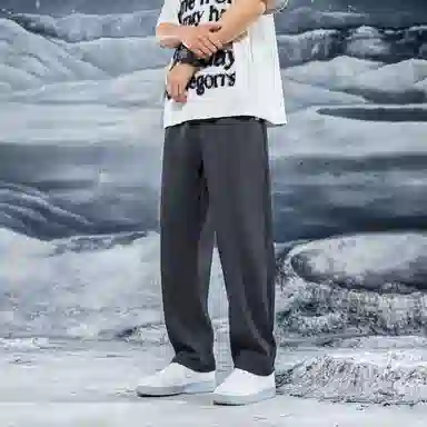 三体 问题系列 基础款纯色垂感自然直筒宽松阔腿百搭美式复古高街潮牌时尚舒适西装裤空调裤免烫商务多巴胺休闲裤 男女同款