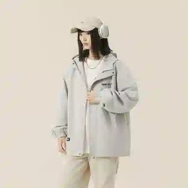 三体 游戏系列 简约基础款字母印花休闲美式复古高街潮牌户外工装机能风多巴胺宽松防风防寒百搭日系连帽长袖夹克外套 男女同款