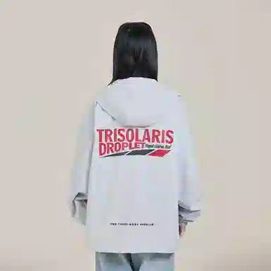 三体 文明系列 美式复古简约基础款纯色字母印花宽松连帽防水防风登山潮牌时尚户外休闲百搭机能风夹克外套 男女同款