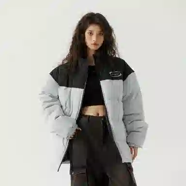 三体 水滴系列 撞色拼接美式复古立领开衫百搭保暖加厚登山服防风防水防寒柔软舒适潮牌户外机能风面包服长袖棉服 男女同款