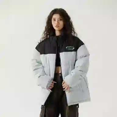 三体 水滴系列 撞色拼接美式复古立领开衫百搭保暖加厚登山服防风防水防寒柔软舒适潮牌户外机能风面包服长袖棉服 男女同款