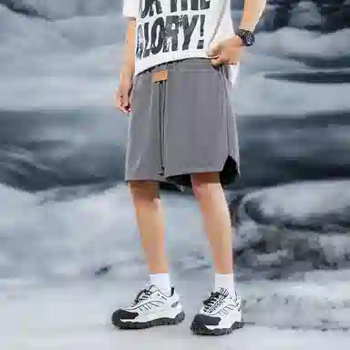 三体 问题系列  简约纯色基础百搭宽松直筒松紧系绳美式复古高街潮牌时尚舒适学生多巴胺个性薄款跑步健身休闲短裤 男女同款