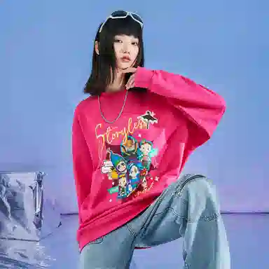 三体 云天明的三个童话系列 基础休闲纯色圆领套头美式长袖卫衣 男女同款