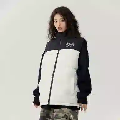 三体 末日之战系列 撞色拼接简约基础款字母印花保暖厚款舒适立领开衫背心户外工装机能风潮牌美式复古无袖马甲 男女同款