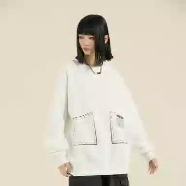 三体 符号系列 创意假口袋美式复古趣味字母印花简约休闲宽松圆领套头百搭长袖保暖学生多巴胺高街潮牌重磅卫衣 男女同款