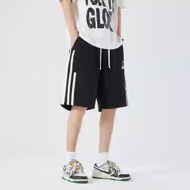 三体 文明系列 美式复古基础简约字母印花宽松短袖上衣条纹直筒短裤高街潮牌时尚舒适学生多巴胺日常休闲运动套装 男女同款