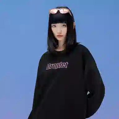 三体 水滴危机系列 简约字母绣花休闲宽松复古美式高街潮牌套头圆领百搭重磅基础款纯色学生多巴胺日常通勤卫衣 男女同款