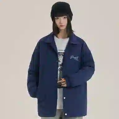 三体 水滴系列美式简约字母印花宽松保暖百搭纯色基础款防风防水防寒加厚复古开衫潮牌面包服柔软舒适棉服 男女同款