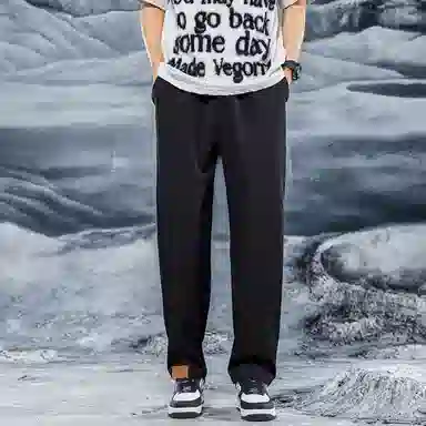 三体 问题系列 基础纯色宽松百搭垂感直筒美式复古高街潮牌时尚舒适薄款西装裤空调裤免烫显瘦透气商务多巴胺休闲裤 男女同款