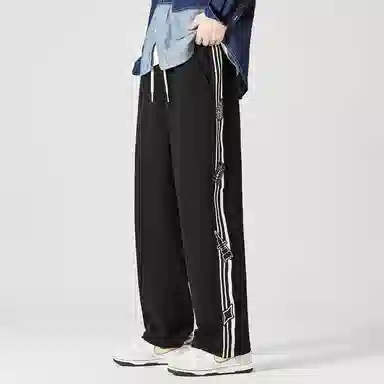 三体 水滴战舰末日之战系列休闲撞色条纹线条松紧抽绳直筒宽松休闲裤 男女同款