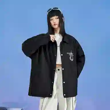 三体 水滴末日之战系列 基础款水滴字母印花美式复古休闲宽松户外机能风防风防水防寒加厚保暖潮牌教练棉服 男女同款