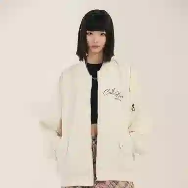 三体 红岸基地系列 美式复古简约基础款纯色字母印花休闲宽松学生多巴胺棒球服防风户外工装机能风飞行员服夹克外套 男女同款