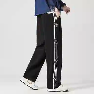 三体 水滴战舰末日之战系列休闲撞色条纹线条松紧抽绳直筒宽松休闲裤 男女同款