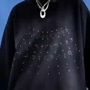 三体  幽灵倒计时系列美式复古经典雷射片撞色渐变休闲简约字母印花重磅基础宽松套头圆领长袖卫衣 男女同款