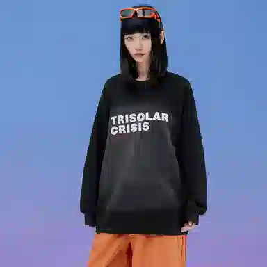 三体 复古字母印花宽松休闲渐变重磅卫衣 男女同款