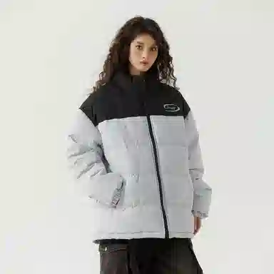 三体 水滴系列 撞色拼接美式复古立领开衫百搭保暖加厚登山服防风防水防寒柔软舒适潮牌户外机能风面包服长袖棉服 男女同款