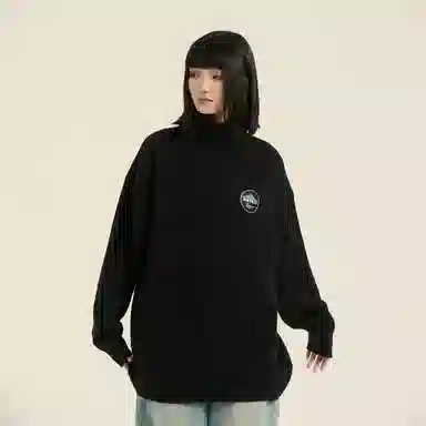 三体 地球文明系列 简约基础款字母印花绣标纯色保暖加厚柔软舒适高领套头百搭宽松内搭外穿学生多巴胺日常通勤针织衫 男女同款