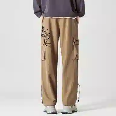 三体 文明水滴系列 基础款简约趣味涂鸦印花百搭抽绳宽松垂感直筒可调节脚口美式复古高街潮牌时尚舒适多巴胺休闲裤 男女同款