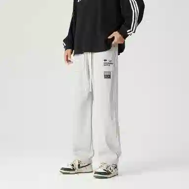 三体 末日之战系列 简约基础款字母印花宽松学生多巴胺高街潮牌复古美式百搭垂感自然中腰脚口抽绳两用直筒休闲裤 男女同款