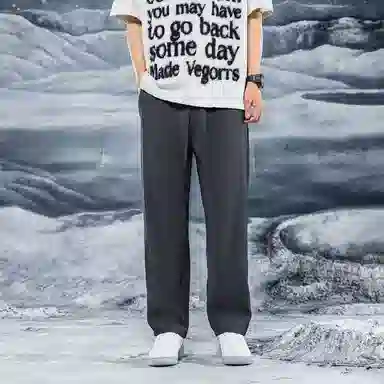 三体 问题系列 基础款纯色垂感自然直筒宽松阔腿百搭美式复古高街潮牌时尚舒适西装裤空调裤免烫商务多巴胺休闲裤 男女同款