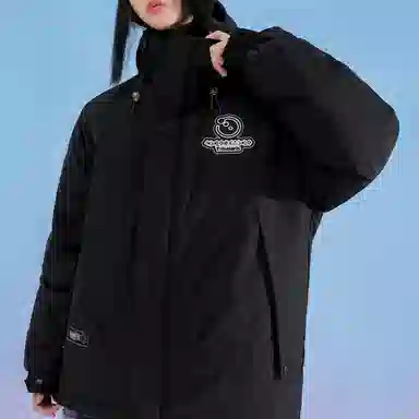 三体 红岸基地系列 超级符号绣章字母连帽纯色基础款加厚派克宽松保暖防风防水工装户外休闲外套羽绒服 男女同款