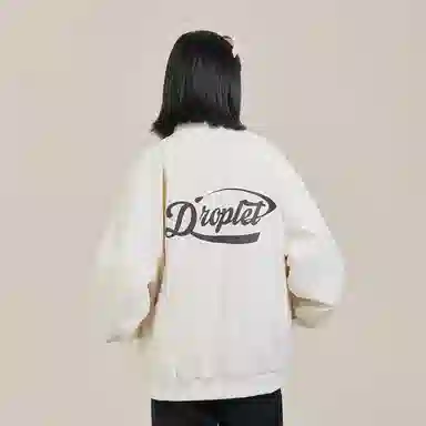 三体 水滴系列 简约基础款纯色拉链字母印花保暖防风棒球领开衫飞行服户外工装机能风美式复古高街潮牌个性夹克外套 男女同款