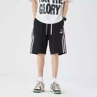 三体 文明系列 美式复古基础简约字母印花宽松短袖上衣条纹直筒短裤高街潮牌时尚舒适学生多巴胺日常休闲运动套装 男女同款