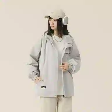 三体 游戏系列 简约基础款字母印花休闲美式复古高街潮牌户外工装机能风多巴胺宽松防风防寒百搭日系连帽长袖夹克外套 男女同款