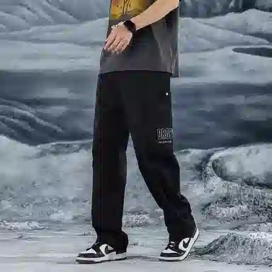 三体 水滴危机系列 简约休闲字母印花纯色基础款直筒百搭宽松垂感机能美式复古高街潮牌时尚日系户外机能风工装裤 男女同款