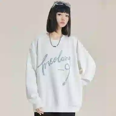 三体 文明系列 美式复古基础趣味字母发泡宽松休闲圆领套头百搭重磅高街潮牌时尚简约纯色学生保暖学院风情侣长袖卫衣 男女同款