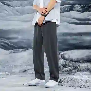 三体 水滴系列 简约基础纯色百搭宽松直筒垂感美式复古高街潮牌时尚舒适薄款免烫空调裤学生多巴胺显瘦速干休闲裤 男女同款