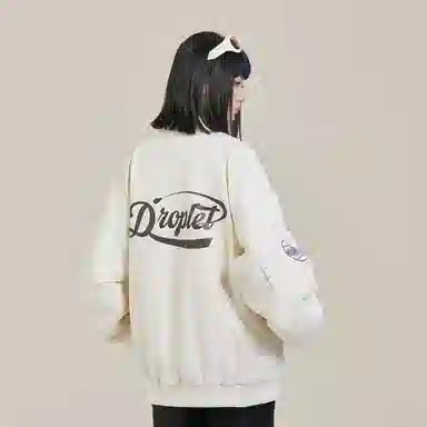 三体 水滴系列 简约基础款纯色拉链字母印花保暖防风棒球领开衫飞行服户外工装机能风美式复古高街潮牌个性夹克外套 男女同款